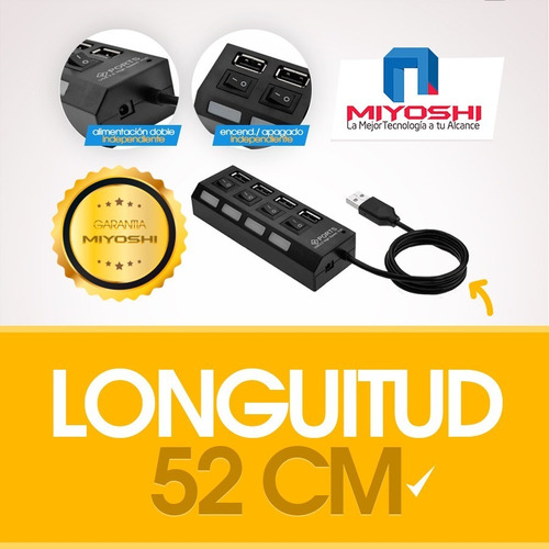 Hub Usb Multiplicador 4 Puertos Usb Con Teclas Y Leds Azules