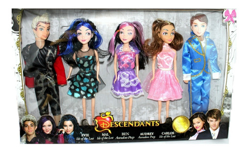 Set 5 Muñecas Descendientes Mal Evie Carlos Ben Barbie Ken