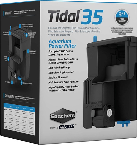 Filtro Cascada Acuario Skimmer Seachem Tidal 35 500l/h