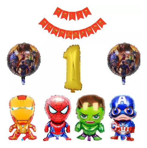 Kit Globos Avengers Heroes Ironman Spiderman Hulk Capitan 