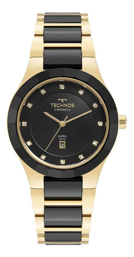 Relógio Technos Feminino Ceramic/saphire Dourado - Original