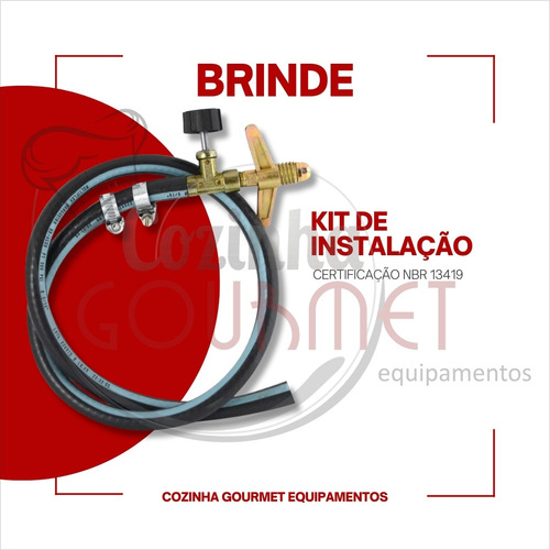 Fogão Alta Pressão Industrial 4 Bocas C/ Chapa Bife + Cor Preto A Gás