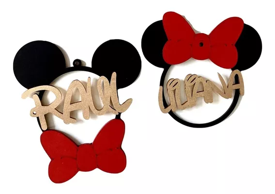 4 Esferas Navideñas Mickey Minnie Mouse Personalizadas