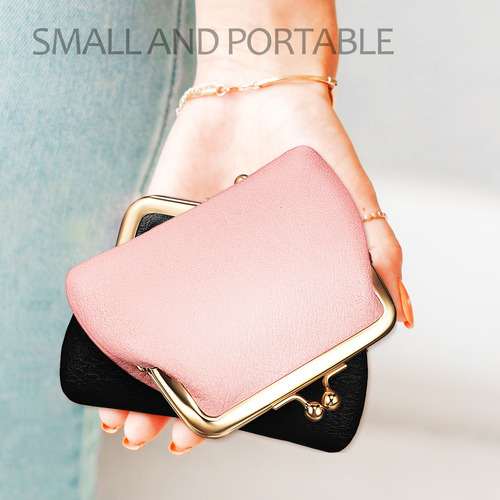 , Minibolsa Retro Para Llaves Y Monedas (negra Y Rosa, 1 De