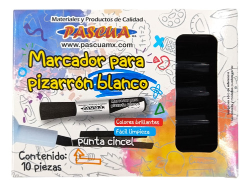 10 Marcador Para Pizarrón Blanco Punta Cincel Color Negro