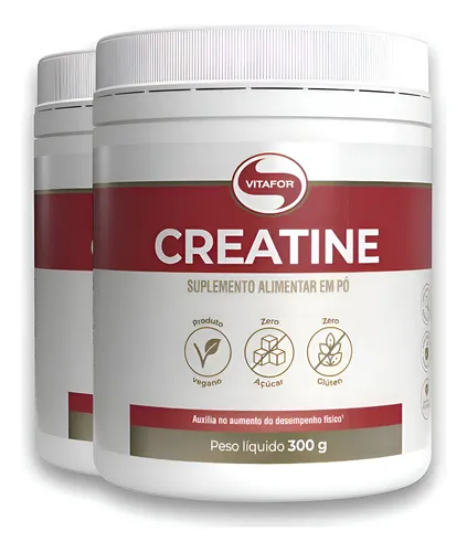 Creatina Monohidratada Vitafor 600g Kit 2 Pó Sem Sabor Vegano