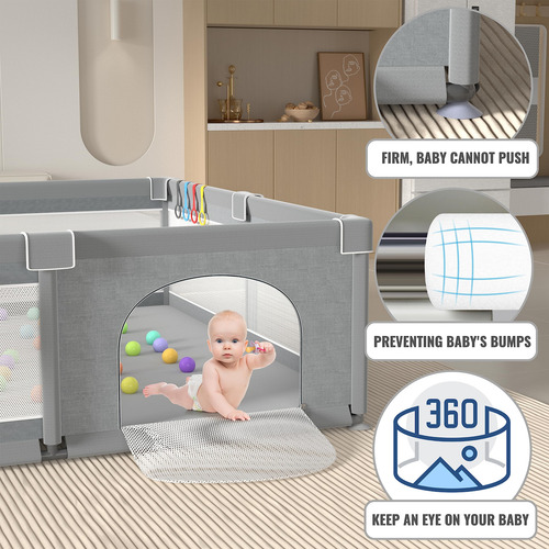 Cercadinho Lutikiang Baby 200 X 180 Cm Com Portões E Bolas O
