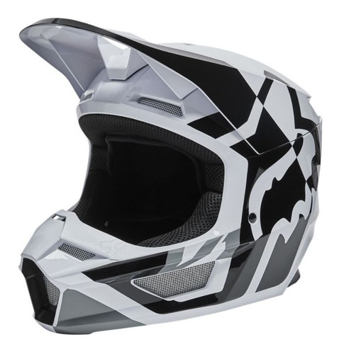 Casco V1 Lux Helmet Niño Blanco Negro Motocross Atv Fox