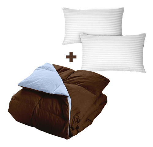 Acolchado 1 Plaza Twin + Almohadas De Regalo Varios Colores