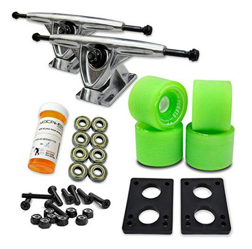 Set De Longboard  71mm + Trucks 7 /180mm Aluminio + Accesori