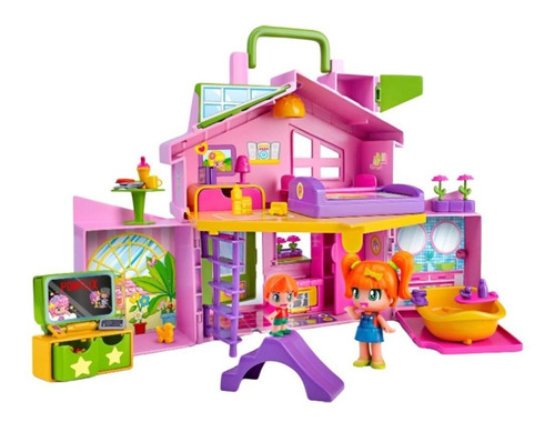 Imagen 4 de 7 de Pinypon Casa Rosa En Maletin Con Muñeca Y Accesorios