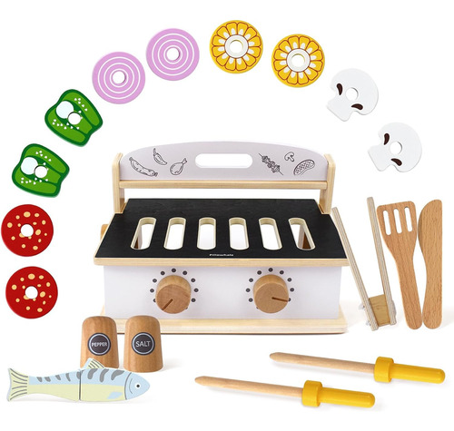 Mini Juguete De Cocina Y Parrilla Portátil Plegable De Mader