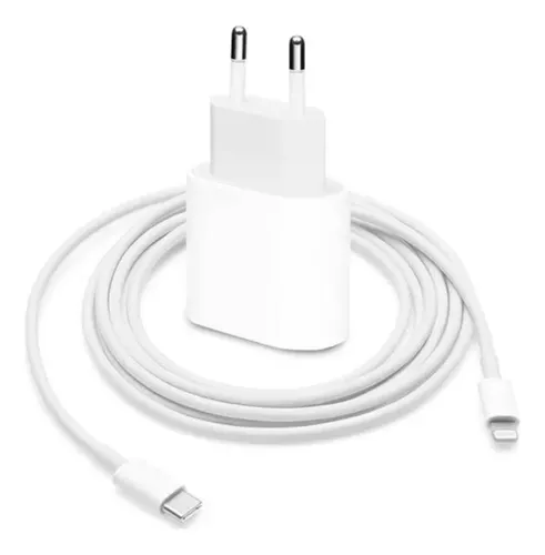 Ficha Cargador Carga Rapida Original Iphone + Cable Usb-c Blanco
