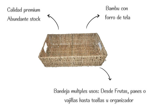 Bandeja Rectangular Natural