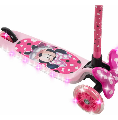 Bicicleta 16 + Scooter Plegable Luz Led Minnie Disney Huffy Color Rosa