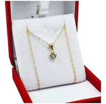 Comprar Conjunto Oro 18k Cadena Singapur Corazón Joyas Piedra 