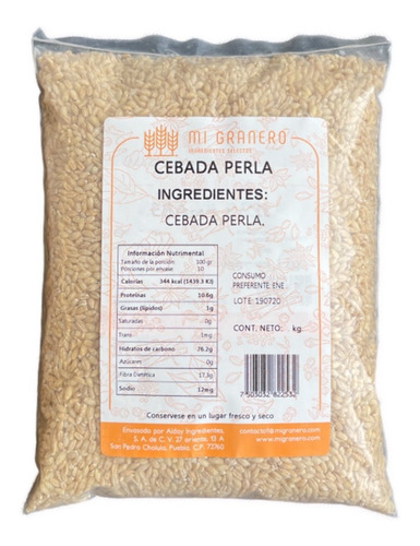 Cebada Perla O Perlada 5 Kilogramos 