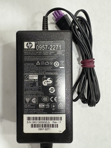 Adaptador Original Para Impresora Hp 0957-2271 Punta Morada (Usado)