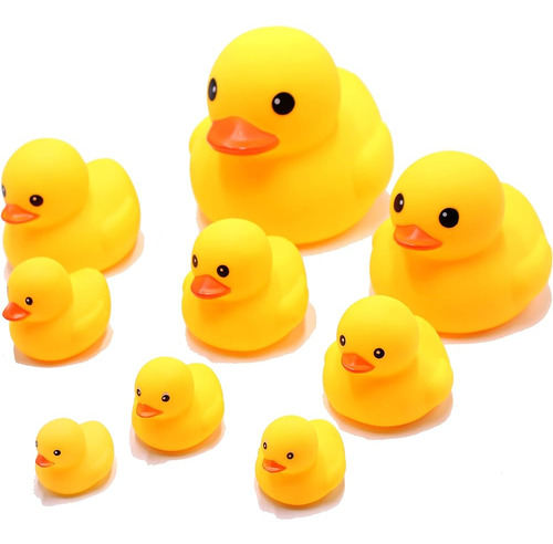 Bath Duck Toys 9 Pcs Rubber Duck Family Squeak & Float Ducks