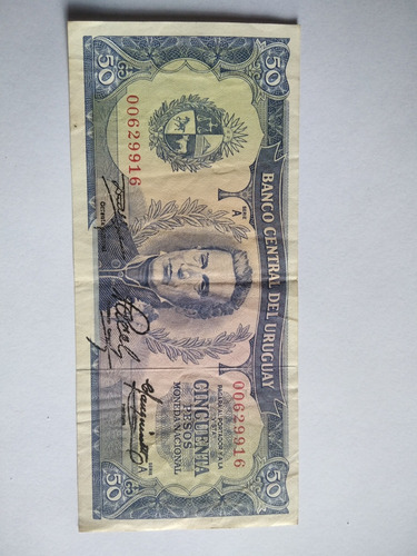 Billete Uruguay 50 Pesos De Los Años 60's Coleccionable 