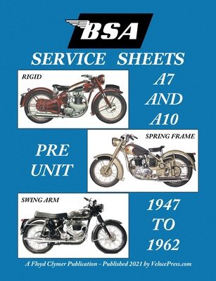 Libro Bsa A7 - A10 'service Sheets' 1947-1962 For All Rig...