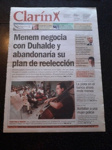 Tapa Diario Clarín 18 3 1999 Alberto Lysy Reelección Menem