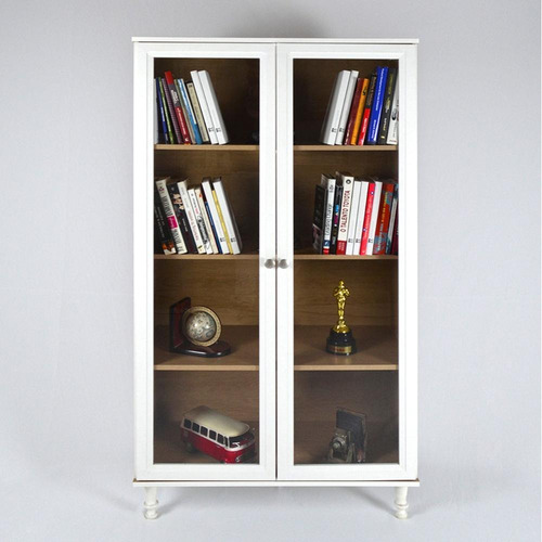 Ditália E-957 estante para livros 2 portas vidro Branco