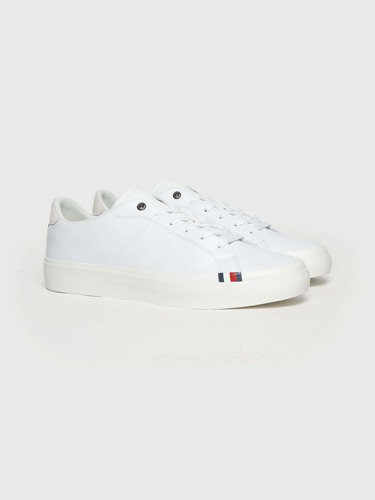 Tenis De Piel De Gama Alta Th Hombre Blanco Tommy Hilfiger