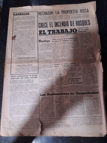 Diario El Trabajo 23 2 1962 Mar Del Plata Crisologo Larralde