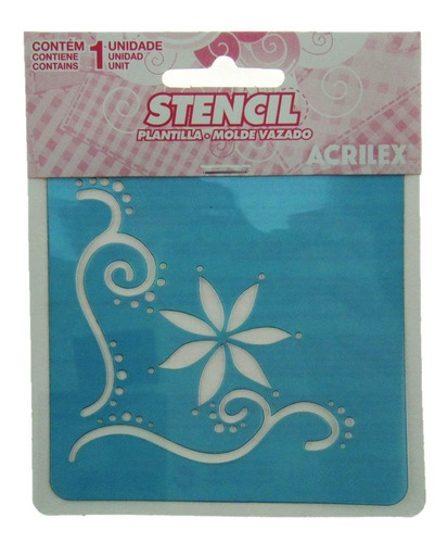 Stencil Plantilla Floral 10×10 Cm De Acrilex Molde Vazado