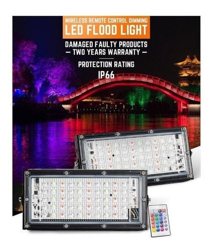 Imagen 3 de 10 de 4packs 50w Led Rgb Luz De Inundación De La Lámpara De Ac