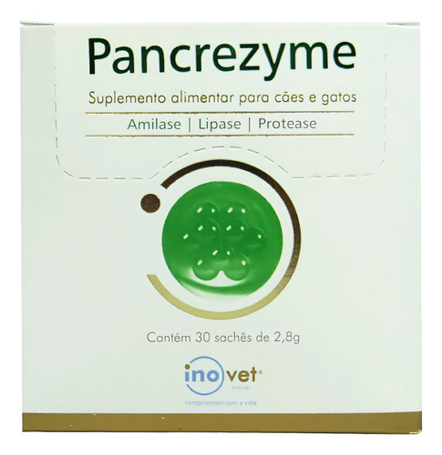 Kit 4 Pancrezyme P/ Cães E Gatos 2,8g C/ 30 Sachê- Inovet