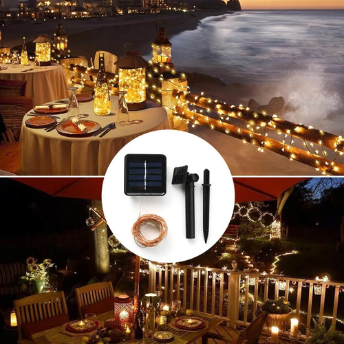 Cadena De Luces Solares Parpadeantes, 200 Led, Para Decoraci