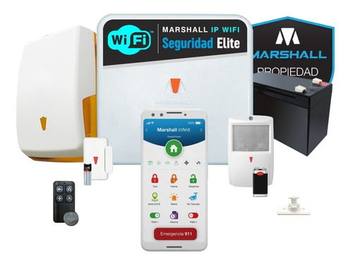 Kit Alarma Inalámbrica Marshall 3 Ip Wifi Aplicación Celular Marshall Smart Domiciliaria Hogar Casa Comercio