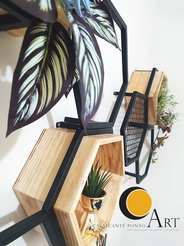 Nicho Decoração Ferro Suporte Planta De Parede Colméia 3pçs