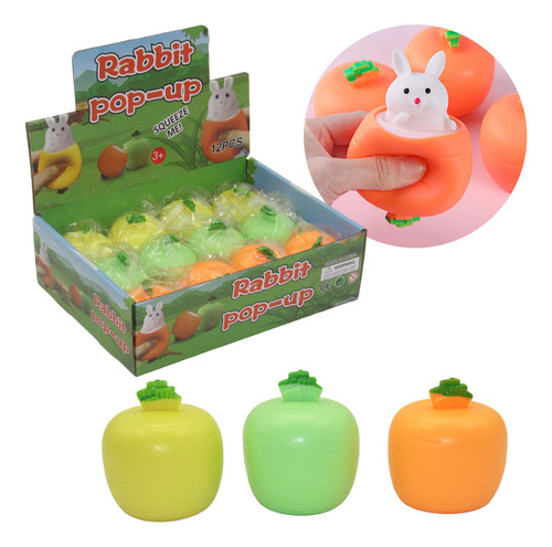 Squishy Pop Up Conejito Zanahoria Antiestres Apretable X 12