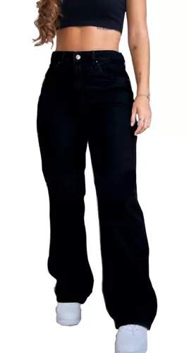 Calça Jeans Feminina Wide Leg Cintura Alta Tecido Grosso