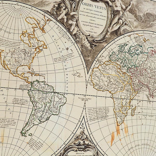 Vinilo Mapa Antiguo 120cm X 80cm  - Año 1752