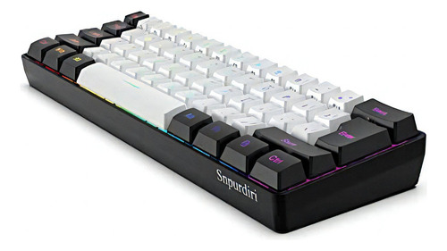 Teclado Mecanico 60% Cableado Rgb Snpurdiri Negro/blanco