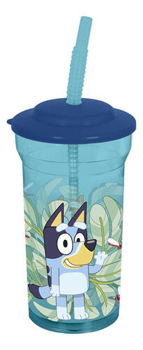 Vaso Plástico Alto Con Pajita 460 Ml Bluey