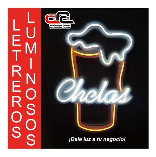 Letrero Luminoso Vaso Chelero, Ideal Para Bar O Restaurante