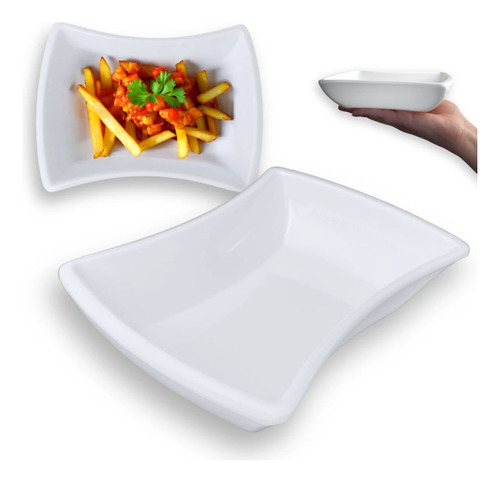 Kit 2 Tigelas 35cm Retangular Buffet + 3 Tigelas Curva 300ml
