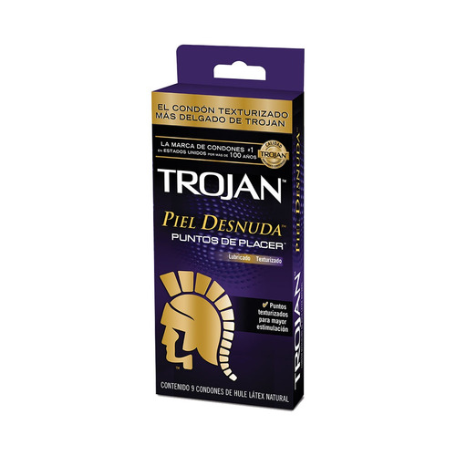 Condón Piel Desnuda Puntos De Placer Pack 9 Piezas Trojan