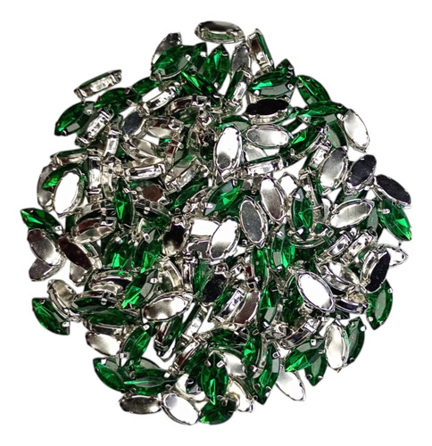 Piedras C/engarce Navette 7x15 Apto Soldar X 100u. Verde