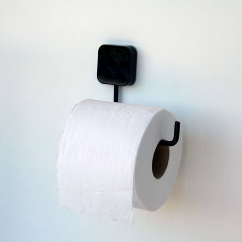 Porta Papel Higiênico Metaltru Com Adesivo De Parede Preto