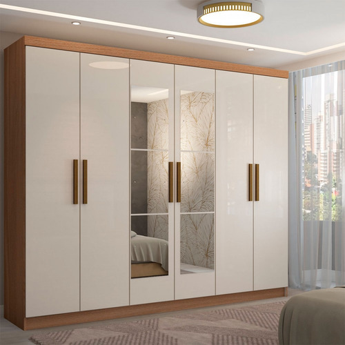 Guarda-roupa Casal Odisseia 6 Portas 2 Gavetas Com Espelho