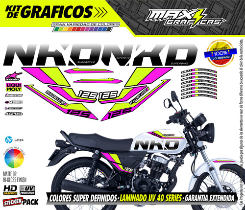 Calcomanias Nkd 125 Raceline Neon Morado 