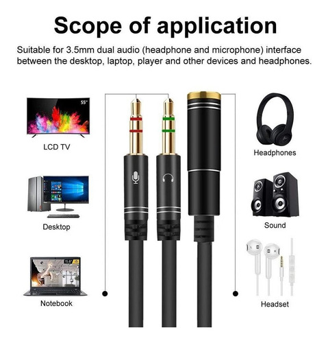 Adaptador Mic Y Audio 3.5 Mm Divisor De Audio Est¿reo 2in1