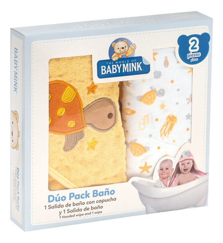 Toalla De Baño Baby Mink Con Capucha Para Bebé 2 Piezas