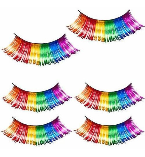 Accesorio Disfrace - Blulu 3 Pairs Rainbow Eyelashes Flashy 